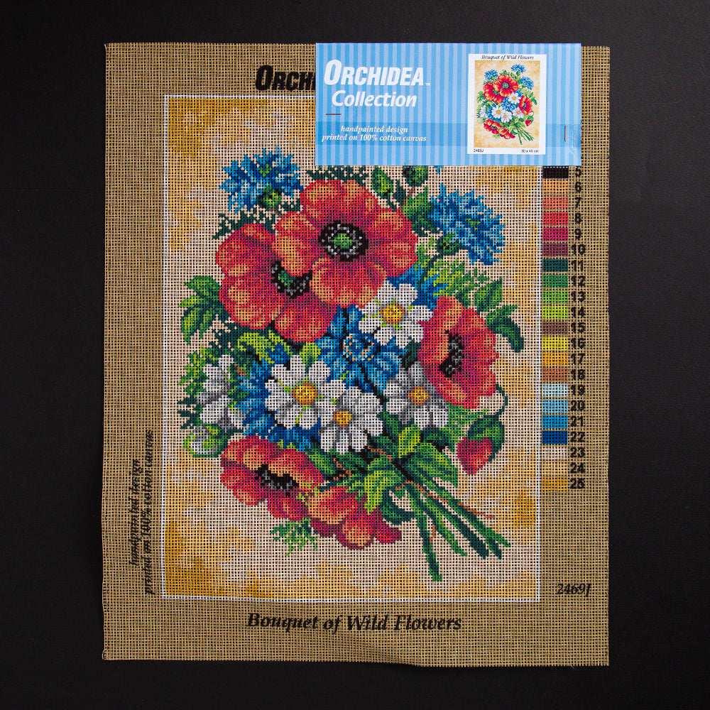 ORCHİDEA 30 x 40 cm Yabani Çiçek Buketi Baskılı Goblen 2469J